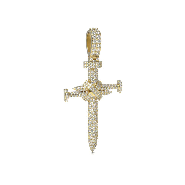 Pendentif croix à ongles en diamant rond 