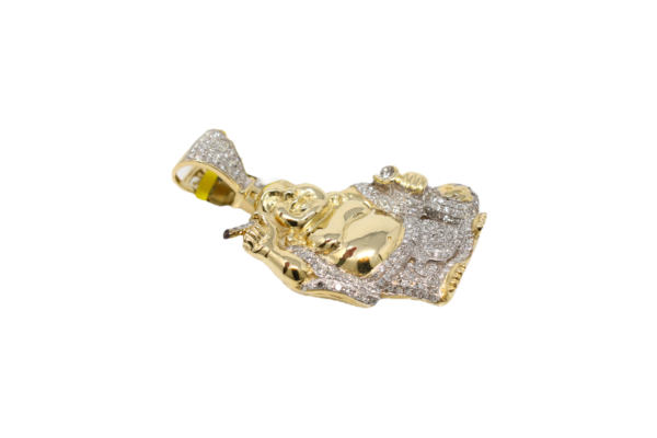 Pendentif Bouddha en or jaune 10 carats avec diamants naturels